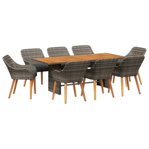 vidaXL Ensemble de salle à manger pour jardin 9 Pièces Gris polyrotin
