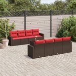 vidaXL Salon de jardin avec coussins 9 Pièces marron résine tressée