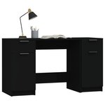 vidaXL Bureau avec armoire latérale Noir Bois d'ingénierie