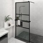 vidaXL Paroi de douche avec étagère Noir 90x195 cm Verre ESG&Aluminium