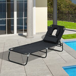 Transat de jardin chaise longue pliante bain de soleil pour lecture noir