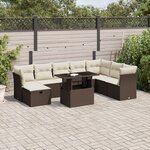 vidaXL Salon de jardin avec coussins 9 Pièces marron résine tressée