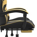 vidaXL Chaise de jeu pivotante et repose-pied Noir et doré Similicuir