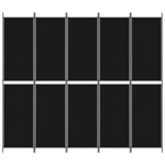 vidaXL Cloison de séparation 5 panneaux Noir 250x220 cm Tissu