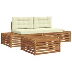 vidaXL 4 pc Ensemble de canapés d'extérieur Naturel et Crème