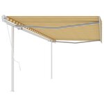 vidaXL Auvent rétractable automatique avec poteaux 5x3m Jaune et blanc