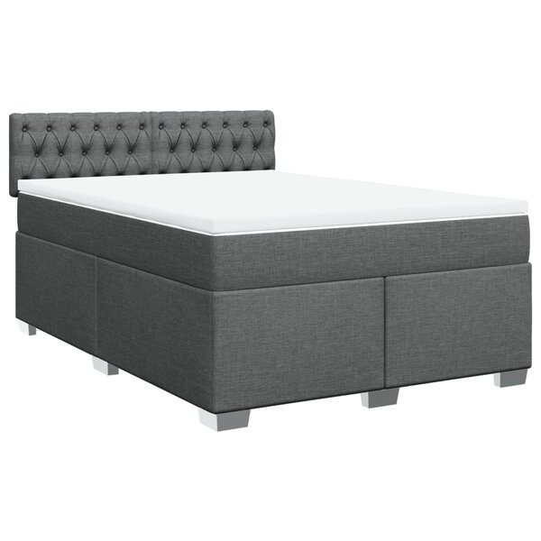 vidaXL Sommier à lattes de lit avec matelas Gris foncé 140x190cm Tissu