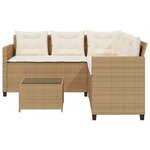 vidaXL Canapé de jardin avec table et coussins en forme de L beige