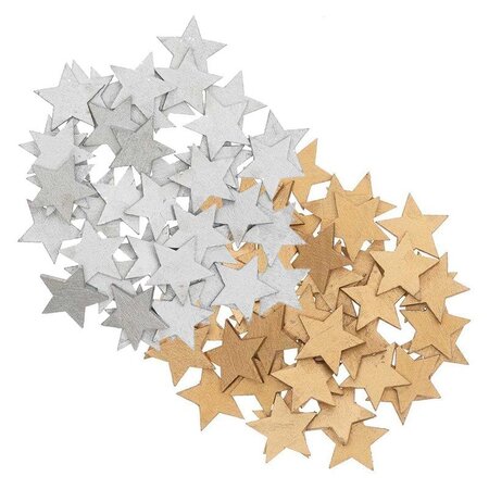 Confettis étoiles en bois - or-argent