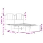 vidaXL Cadre de lit métal sans matelas avec tête de lit noir 135x190cm