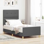 vidaXL Cadre de lit avec tête de lit Gris foncé 90 x 190 cm tissu