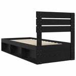 vidaXL Cadre de lit avec tête de lit Noir 90 x 190 cm Pin massif