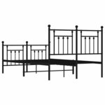 vidaXL Cadre de lit métal sans matelas avec pied de lit noir 120x190cm