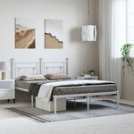 vidaXL Cadre de lit métal sans matelas et tête de lit blanc 150x200 cm