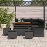vidaXL Ensemble de canapé de jardin avec coussin 9 Pièces Noir