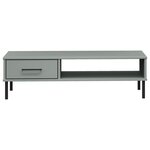 vidaXL Table basse avec pieds en métal Gris Bois pin massif OSLO