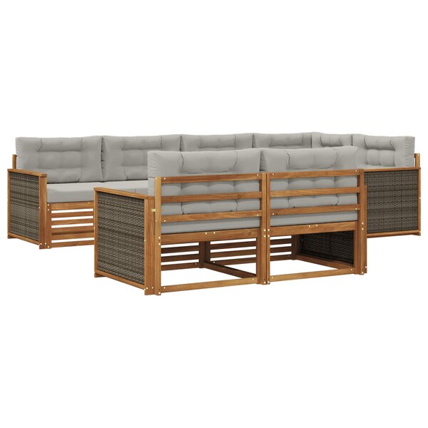 vidaXL Ensemble de canapés d'extérieur 7 Pièces Naturel et gris clair