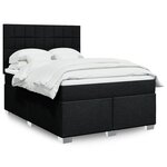 vidaXL Sommier à lattes de lit avec matelas Noir 160x200 cm Tissu