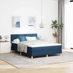 vidaXL Lit à ressort LED avec bandes LED Bleu 160 x 200 cm tissu