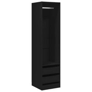 vidaXL Garde-robe avec tiroirs Noir 50x50x200 cm Bois d'ingénierie