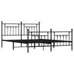 vidaXL Cadre de lit métal sans matelas avec pied de lit noir 160x200cm