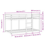 vidaXL Lit superposé avec rideaux bleu 75x190 cm bois pin massif