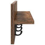 vidaXL Porte-manteau mural avec étagère Montage mural Chêne fumé 60 x 10.5 x 18 cm
