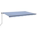 vidaXL Auvent automatique capteur de vent/LED 500x300 cm Bleu et blanc