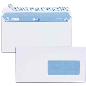 Boîte de 200 enveloppes  DL  110 x 220 mm  blanc  avec fenêtre GPV