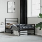 vidaXL Cadre de lit métal avec tête de lit/pied de lit noir 90x190 cm