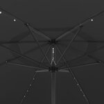 vidaXL Parasol d'extérieur avec LED et mât en métal 400 cm Noir