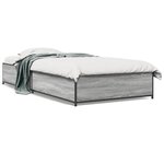 vidaXL Cadre de lit sonoma gris 100x200 cm bois d'ingénierie et métal