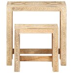 vidaXL Tables d'appoint peintes à la main 2Pièces Bois de Manguier solide