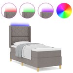 Lit box spring vidaXL avec matelas et LED Taupe 80x200 cm Tissu