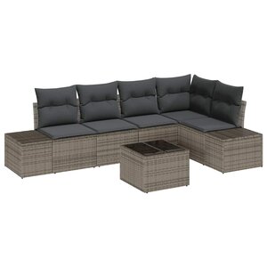 vidaXL Ensemble de canapé de jardin 6 Pièces Gris Poly rotin