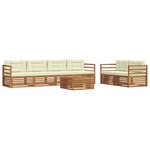 vidaXL Ensemble de canapés d'extérieur 7 Pièces Naturel et Crème