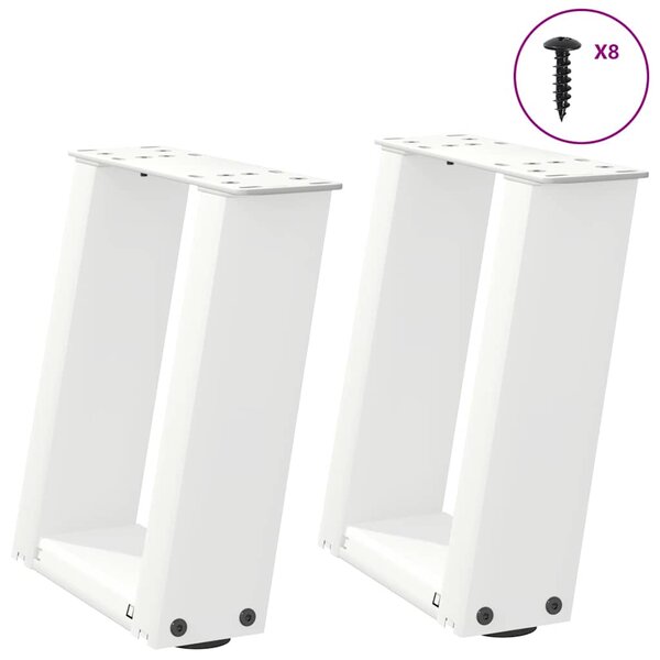 vidaXL Pieds de table basse en U 2 pièces Blanc 30 x (30-31) cm Acier