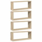 vidaXL Étagères murales cube 4 Pièces Chêne sonoma Bois d’ingénierie