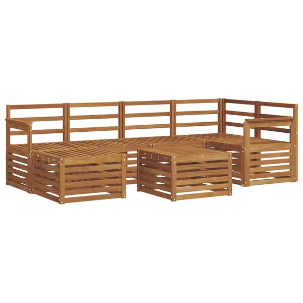 vidaXL Ensemble de canapé d'angle 7 Pièces Naturel Bois d'Acacia Massif