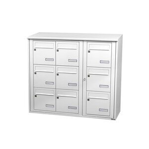 Bloc collectif Leabox  3x3  grade 3  simple face  extérieur  fixation murale  blanc neige ral 9016 finition brillante