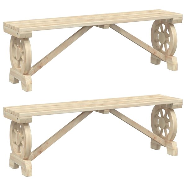 vidaXL Bancs de jardin lot de 2 bois de sapin massif