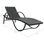 vidaXL Chaise longue avec coussin Résine tressée Noir