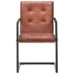 vidaXL Chaises à manger cantilever lot de 2 marron cuir véritable