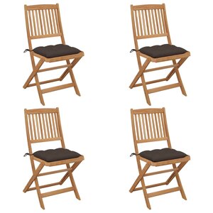 vidaXL Chaises pliables de jardin lot de 4 avec coussins Bois d'acacia