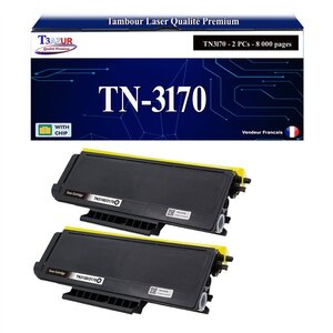 T3AZUR - 2x Toners compatibles avec Brother TN3170 pour Brother HL-5240  HL-5240L  HL-5250DN  HL-5270DN  HL-5280DW Noir - 8 000 pages