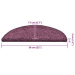 vidaXL Tapis d'escalier 30 pièces 56 x 17 x 3 cm Violet foncé Demi-rond