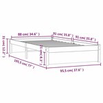 vidaXL Cadre de lit sans matelas noir bois massif 90x190 cm