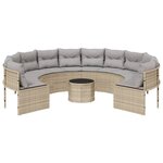 vidaXL Canapé de jardin avec table coussins rond beige résine tressée