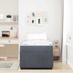 vidaXL Cadre de lit avec matelas Gris foncé 100 x 200 cm tissu