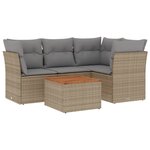 vidaXL Salon de jardin avec coussins 5Pièces mélange beige résine tressée